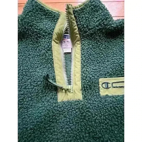 Champion Women's Cropped Sherpa Half Zip Pullover Green Size Small - Picture 5 of 9